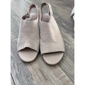 Clarks Ralene Shine Suede Sling Back Open Toe Heeled Strappy Sandals Size 8.5